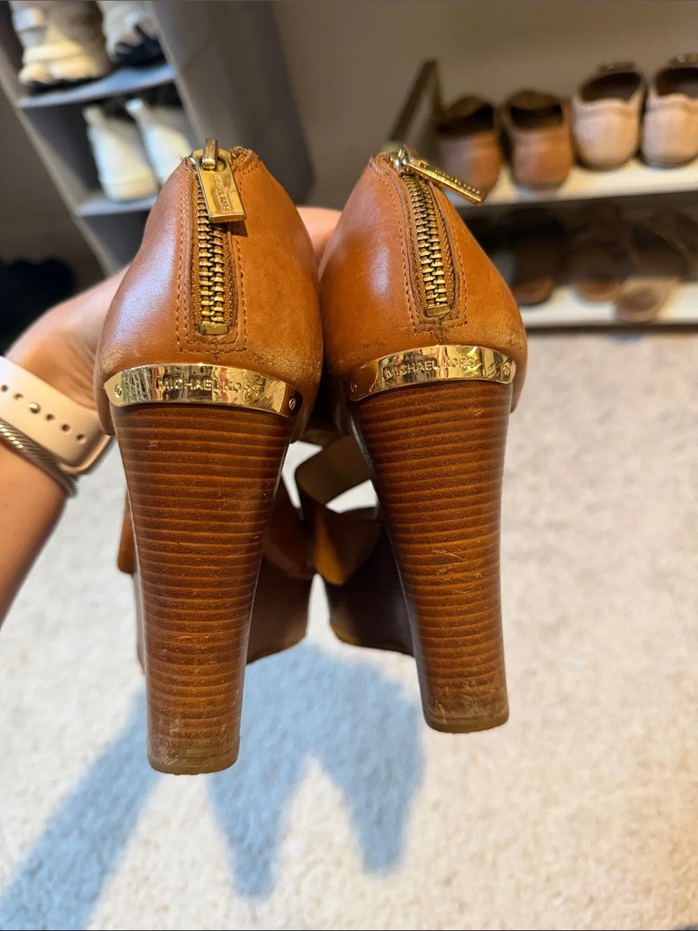 Brown Strappy Women’s Wedges - Michael Kors